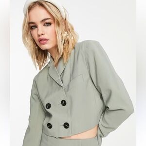 NWT Topshop Nordstrom Coordinate Cropped Blazer in Sage Size 2 Small